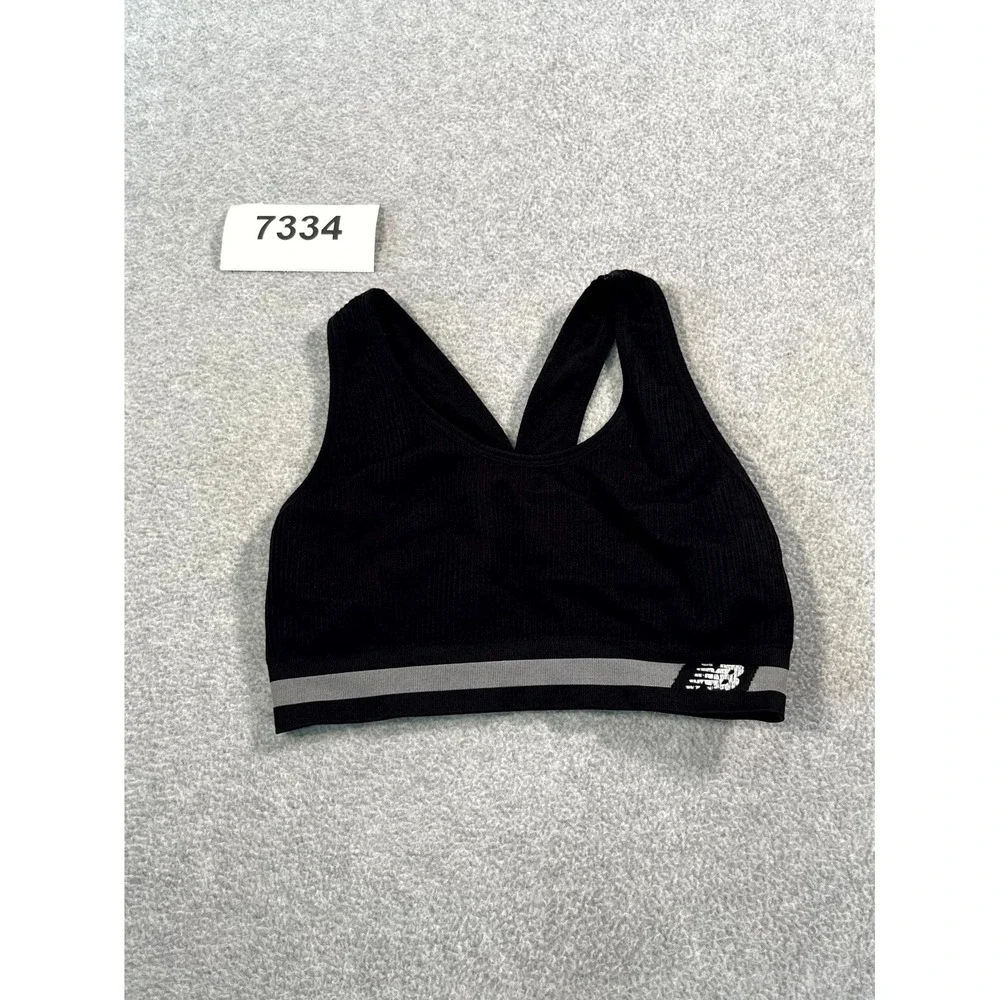 New Balance Sports Bra Womens Medium Black Nylon Stretch Athletic‎ Workout Gym